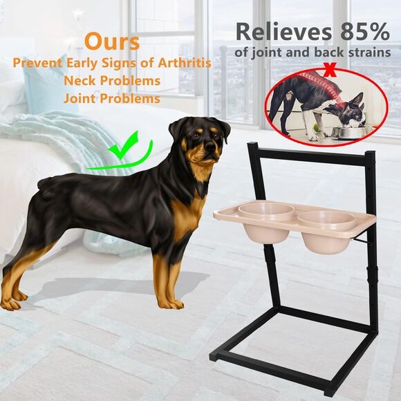 Mellart Elevated Dog Bowls for Large Dogs - Adjustable From  6.7"- 25" - Picture 3 of 9